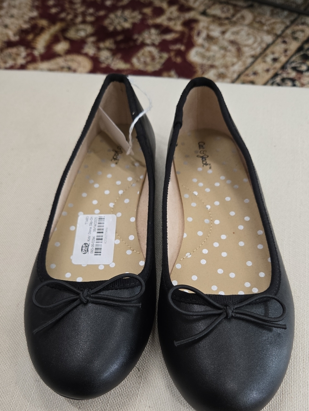 Cat & Jack Black Girls' Bow Ballet Flats